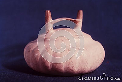 Peru ancient ceramic huaco pottery without culture information in the museum of Lima Stock Photo