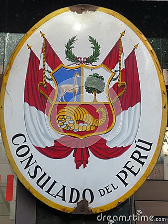 Peru Consulate Sign Stock Photo