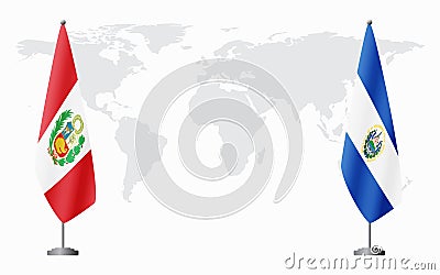 Peru and El Salvador flags for official meeting Vector Illustration