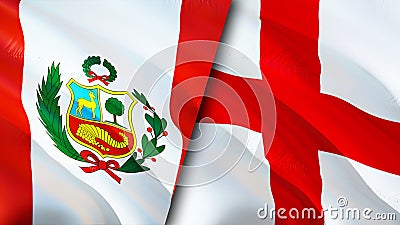 Peru and England flags. 3D Waving flag design. Peru England flag, picture, wallpaper. Peru vs England image,3D rendering. Peru Stock Photo