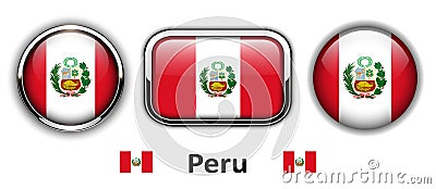Peru flag buttons Vector Illustration