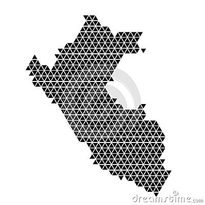 Peru map abstract schematic from black triangles repeating pattern geometric background with nodes. Vector illustration Cartoon Illustration