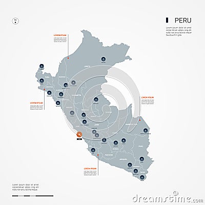 Peru infographic map vector illustration. Vector Illustration