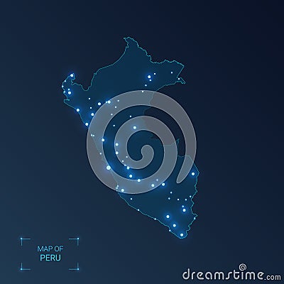 Peru map with cities. Vector Illustration