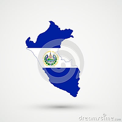 Peru map in El Salvador flag colors, editable vector Vector Illustration