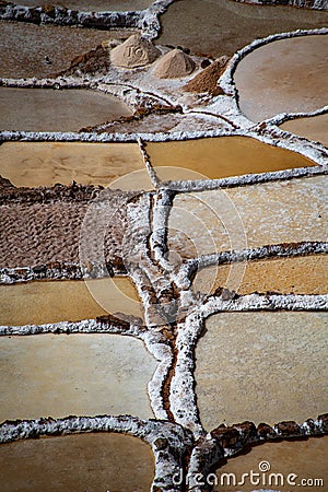 Salt fields in Peru, Maras Stock Photo