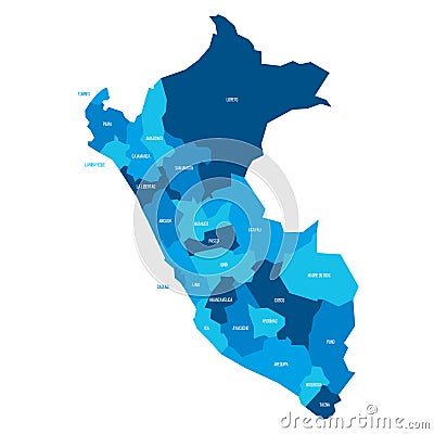 Peru political map of administrative divisions Stock Photo