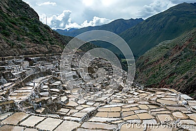 Peru, Salinas de Maras, Pre Inca traditional salt mine (salinas Stock Photo