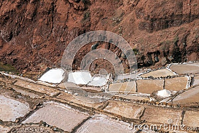 Peru, Salinas de Maras, Pre Inca traditional salt mine (salinas Stock Photo