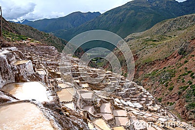 Peru, Salinas de Maras, Pre Inca traditional salt mine & x28;salinas Stock Photo
