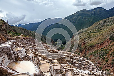 Peru, Salinas de Maras, Pre Inca traditional salt mine (salinas Stock Photo