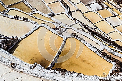 Peru, Salinas de Maras, Pre Inca traditional salt mine (salinas). Stock Photo