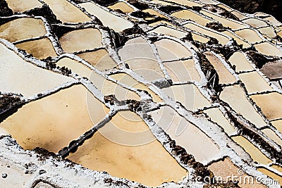 Peru, Salinas de Maras, Pre Inca traditional salt mine (salinas). Stock Photo