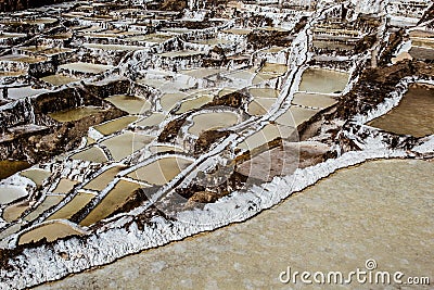 Peru, Salinas de Maras, Pre Inca traditional salt mine (salinas). Stock Photo