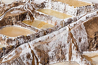 Peru, Salinas de Maras, Pre Inca traditional salt mine (salinas). Stock Photo