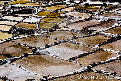 Peru, Salinas de Maras, Pre Inca traditional salt mine (salinas). Stock Photo