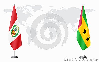 Peru and Sao Tome and Principe flags for official meeti Vector Illustration