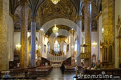 Perugia, Italy - Interior of the XV century St. Lawrence Cathedral - Cattedrale di San Lorenzo - at the Piazza IV Novembre - Editorial Stock Photo