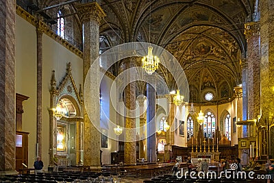 Perugia, Italy - Interior of the XV century St. Lawrence Cathedral - Cattedrale di San Lorenzo - at the Piazza IV Novembre - Editorial Stock Photo