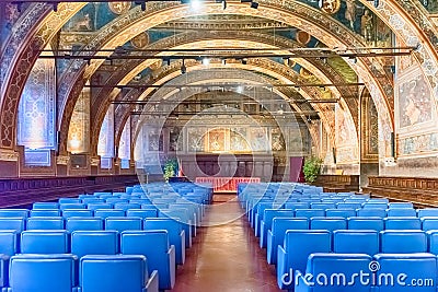 Interiors of Sala dei Notari, historical building in Perugia, It Editorial Stock Photo