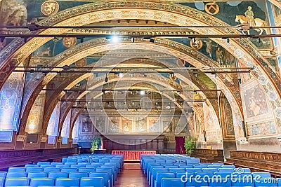 Interiors of Sala dei Notari, historical building in Perugia, It Editorial Stock Photo