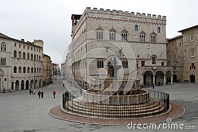 Perugia Main Square, umbria - Italy Stock Photo