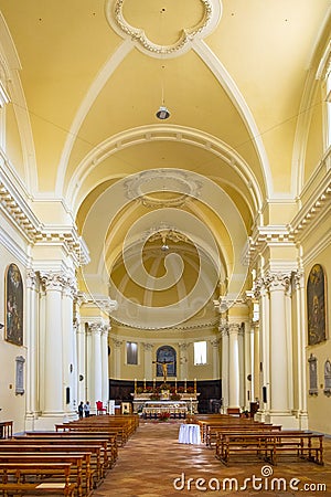 Perugia, Italy - Interior of the St. Augustin gothic church - Chiesa e Oratorio di Santâ€™Agostino at the Piazza Domenico Editorial Stock Photo