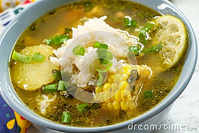 Peruvian Cilantro Chicken Soup Stock Photo