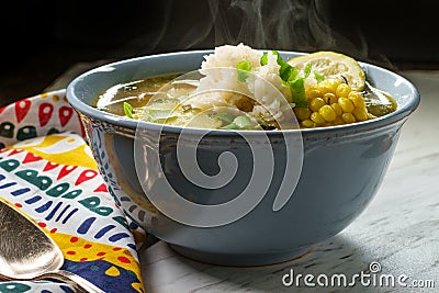 Peruvian Cilantro Chicken Soup Stock Photo