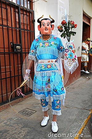 Peruvian Folklore Dancer in Cajabamba Editorial Stock Photo