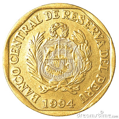 20 Peruvian nuevo sol centimos coin Stock Photo