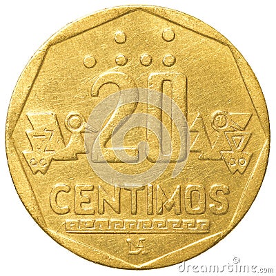 20 Peruvian nuevo sol centimos coin Stock Photo