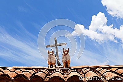 Peruvian roof ornaments folk Stock Photo