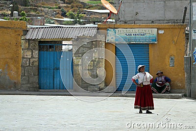 Peruvian women in Cabanaconde village, Peru Editorial Stock Photo