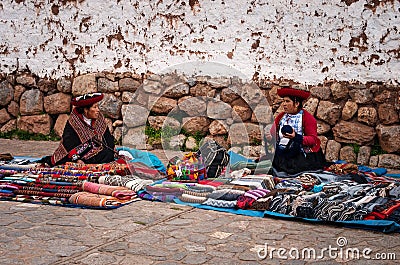 Peruvian women at market, Chinchero , Cusco, Peru Editorial Stock Photo