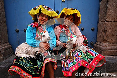 Peruvian Women in Traditional Clothing Editorial Stock Photo