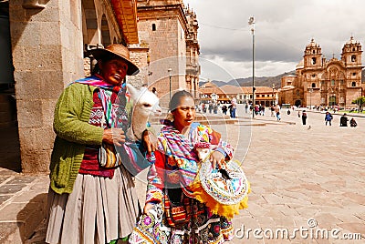 Peruvian women in traditional clothing Editorial Stock Photo