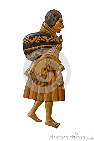 Peruvian wood carving of a woman Stock Photo