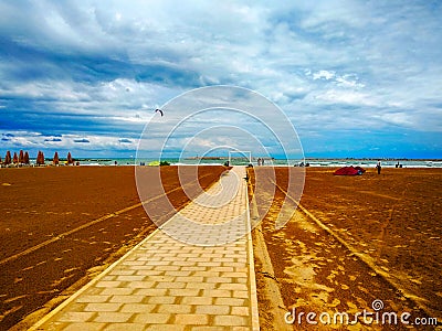 Pescara, Italy, summer 2018, the beach, in the canal and port of Pescara city, Abruzzo region Stock Photo