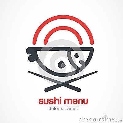 Pesce, piatto, illustrazione al tratto dei bastoncini vect ... Cucina disegno Giapponese
