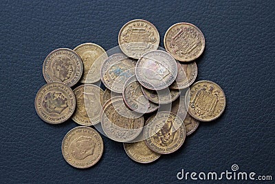 Peseta coins ancient Spain Stock Photo