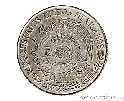 1 Peso coin (Estados Unidos Mexicanos Circulation). Bank of Mexico. Reverse, 1978 Stock Photo