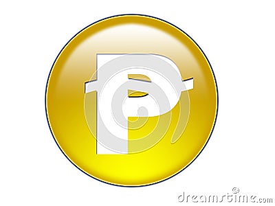 Peso Money Symbol Glass Button Stock Photo