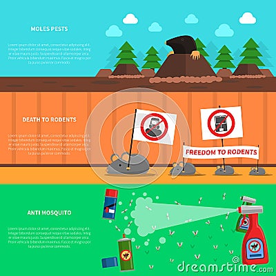 Pest Banner Set Vector Illustration