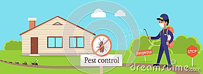 Pest Control Banner Vector Illustration