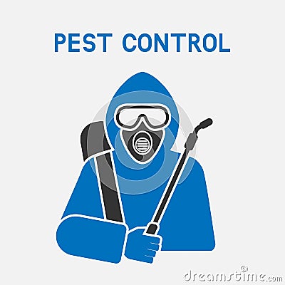 Pest Control Exterminator in protective suit Vector Illustration