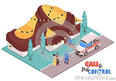 Pest Control Isometric Composition Vector Illustration