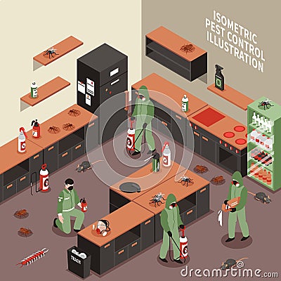 Pest Control Isometric Illustration Vector Illustration