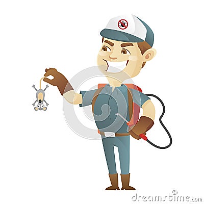 Pest control service killing rats Vector Illustration