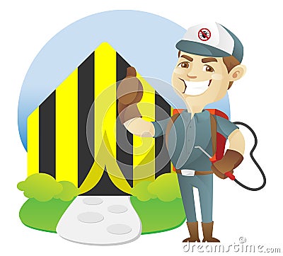 Pest control service tenting home Vector Illustration